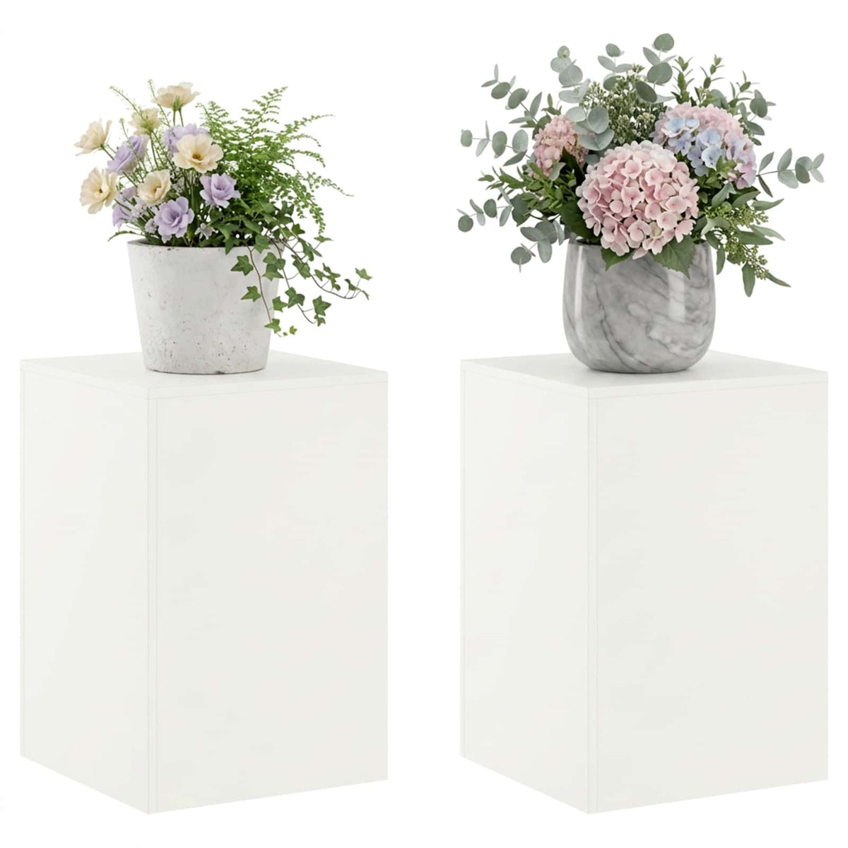Augalų stovas 2 pcs Balta 40 x 40 x 60 cm Plienas