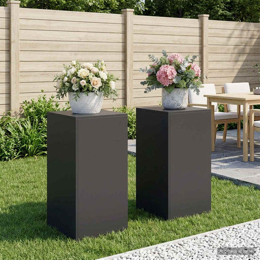 Augalų stovas 2 pcs Juoda 40 x 40 x 80 cm Plienas