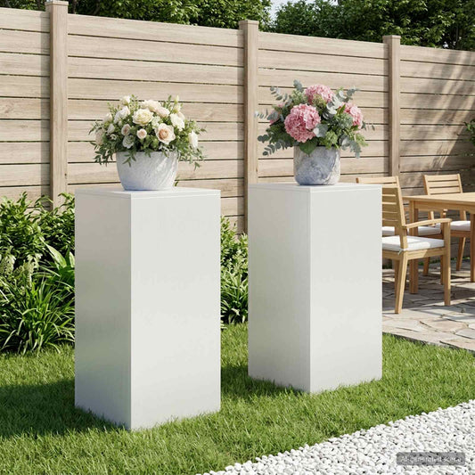 Augalų stovas 2 pcs Balta 40 x 40 x 80 cm Plienas