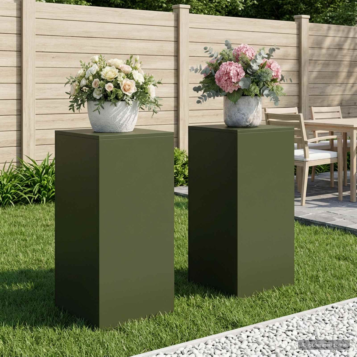 Augalų stovas 2 pcs Alyvuogių žalia 40 x 40 x 80 cm Plienas