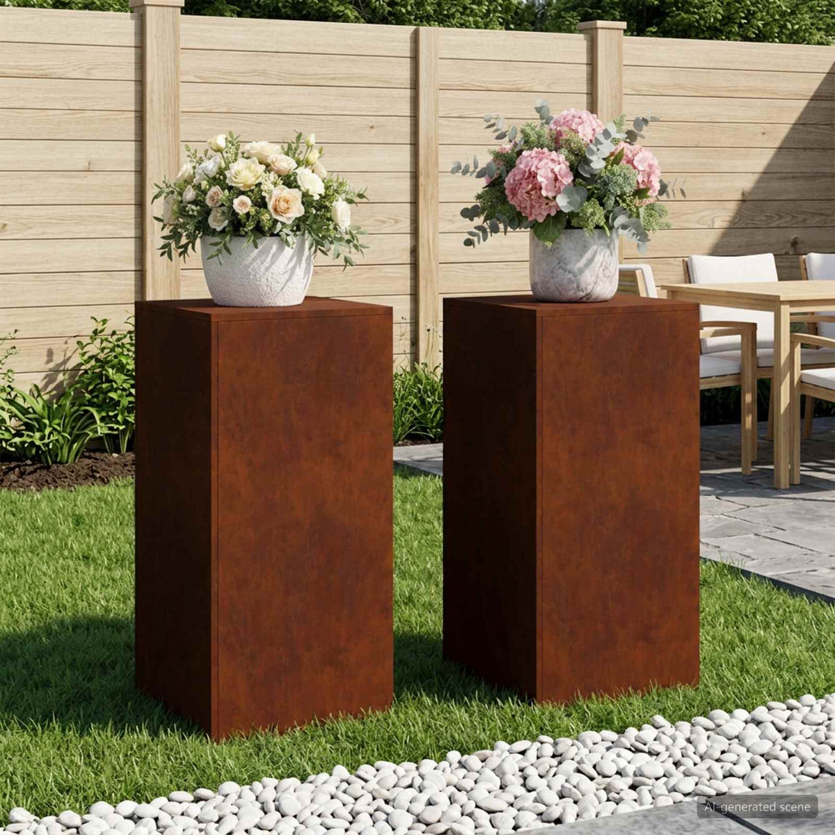 Augalų stovas 2 pcs Rūdijanti 40 x 40 x 80 cm