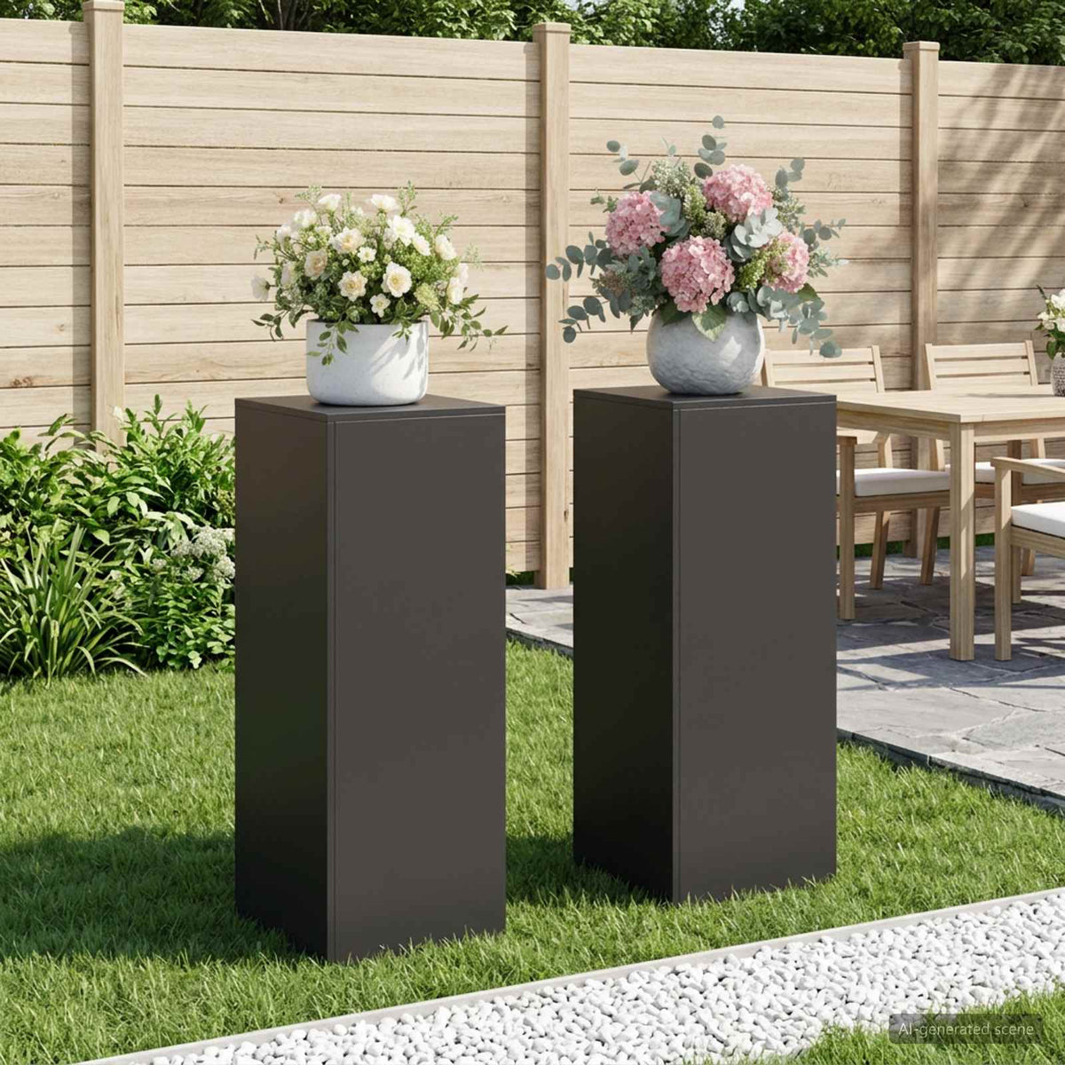 Augalų stovas 2 pcs Juoda 40 x 40 x 100 cm Plienas