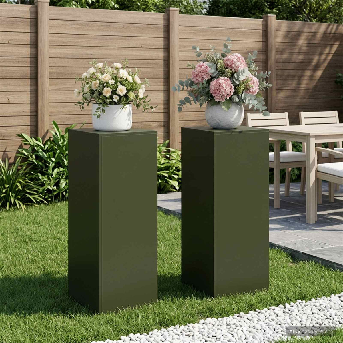 Augalų stovas 2 pcs Alyvuogių žalia 40 x 40 x 100 cm Plienas