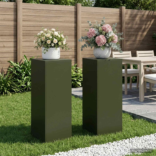 Augalų stovas 2 pcs Alyvuogių žalia 40 x 40 x 100 cm Plienas