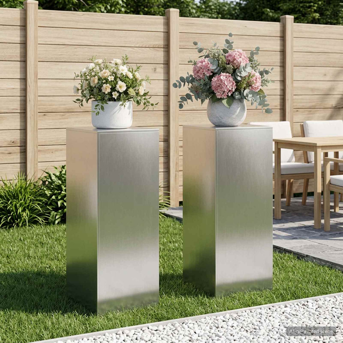 Augalų stovas 2 pcs Sidabrinė 40 x 40 x 100 cm Plienas