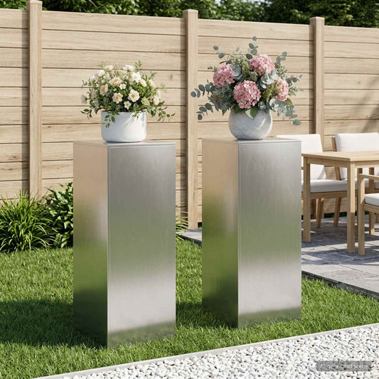 Augalų stovas 2 pcs Sidabrinė 40 x 40 x 100 cm Plienas