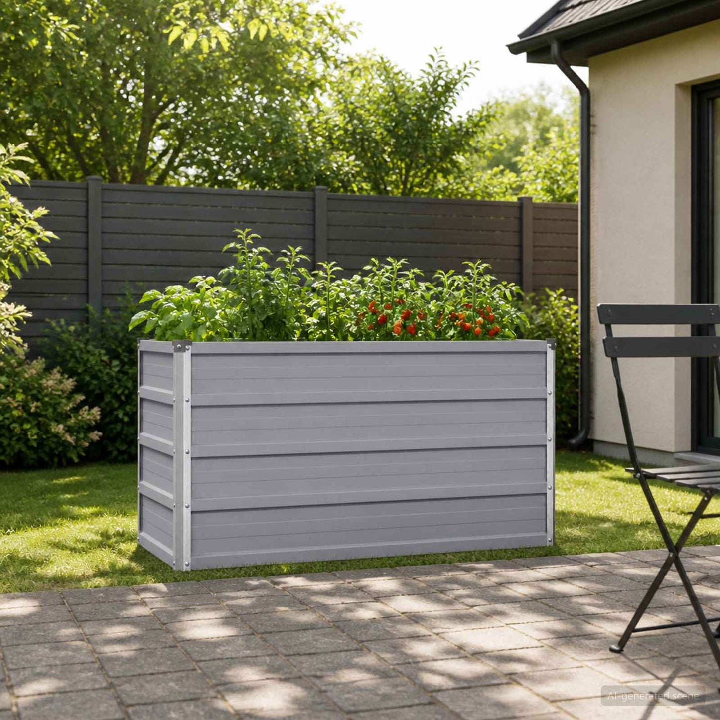 Pakelta sodo lova Pilka 100 x 40 x 55 cm