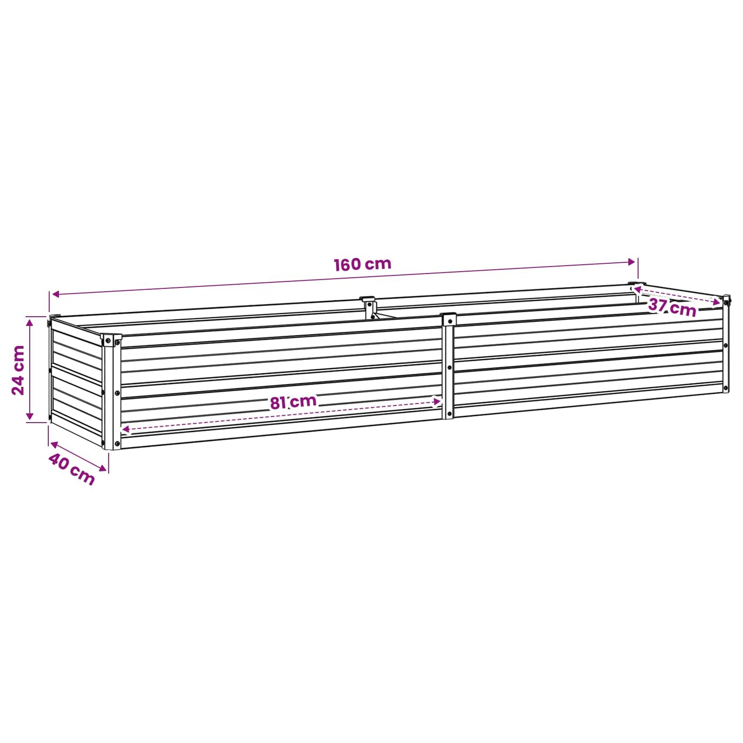 Pakelta sodo lova Ivory 160 x 40 x 24 cm