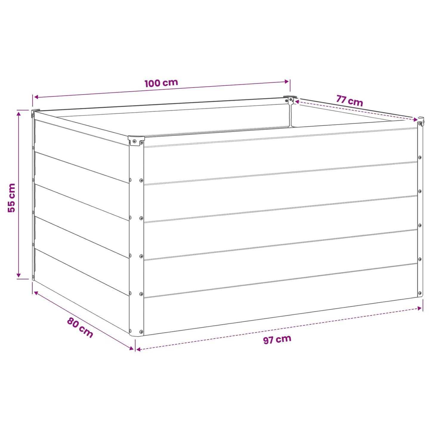 Pakelta sodo lova Ruda 100 x 80 x 55 cm