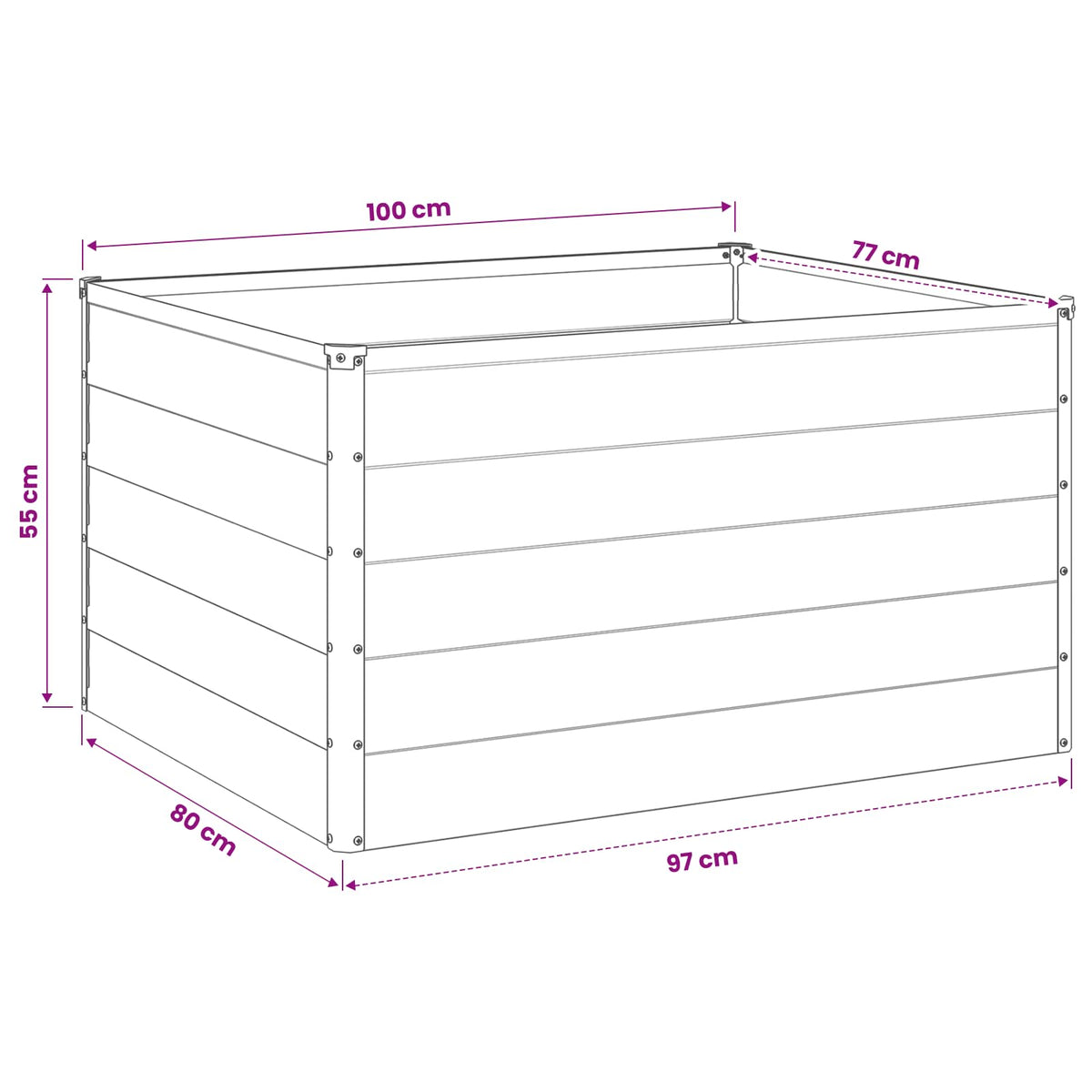 Pakelta sodo lova Ivory 100 x 80 x 55 cm Galvanizuotas plienas