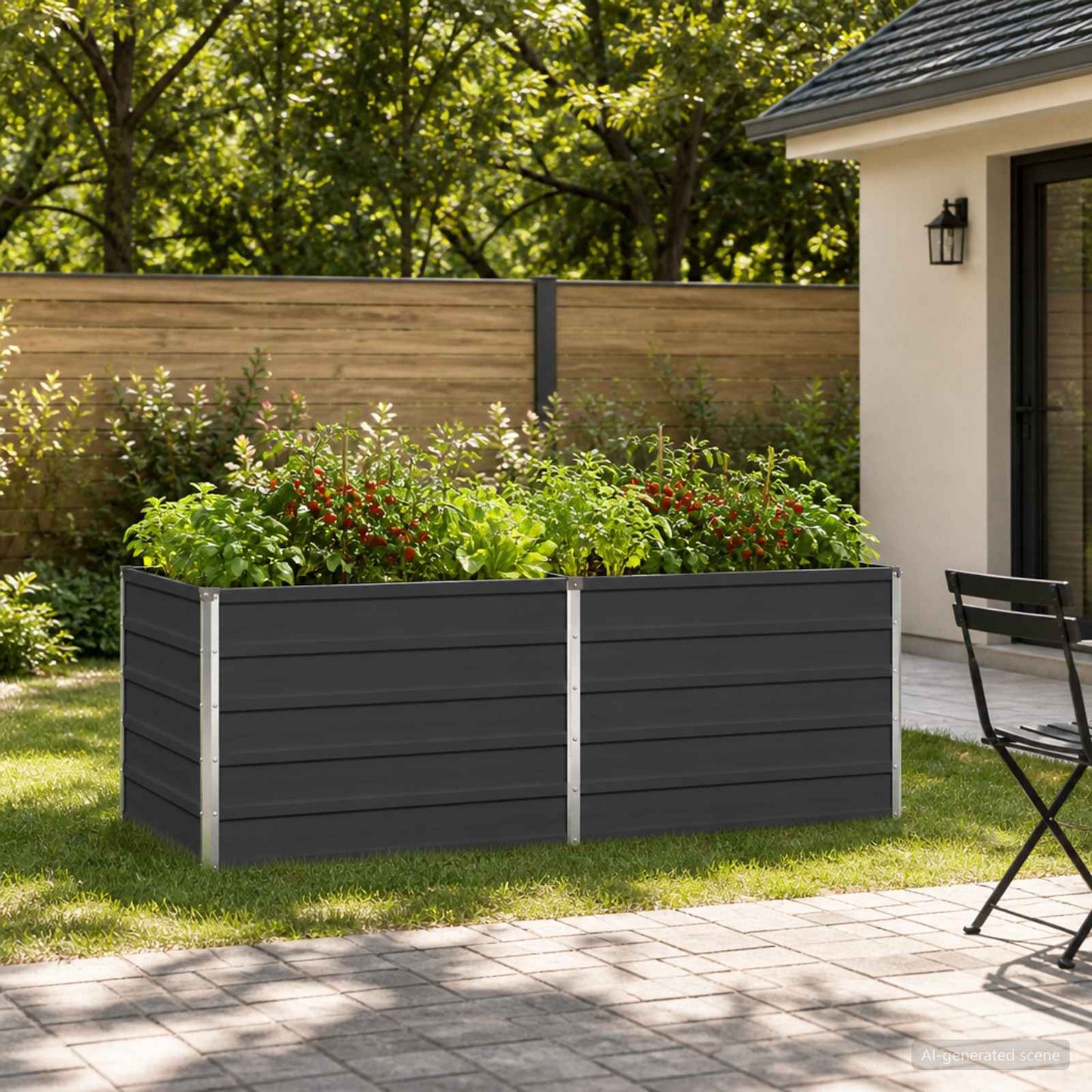 Pakelta sodo lova Antracito 160 x 80 x 55 cm