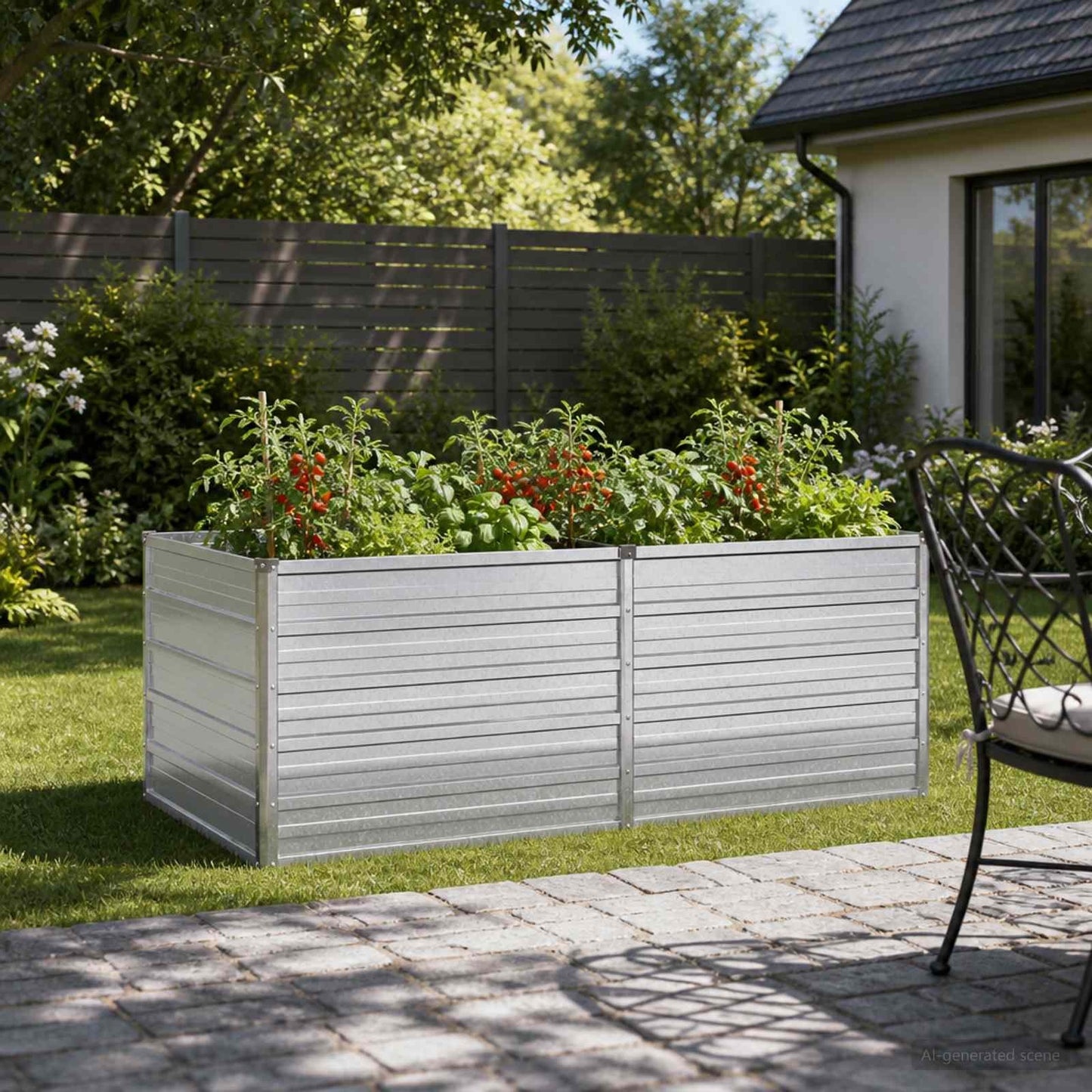 Pakelta sodo lova Sidabrinė 160 x 80 x 55 cm cinkuotas