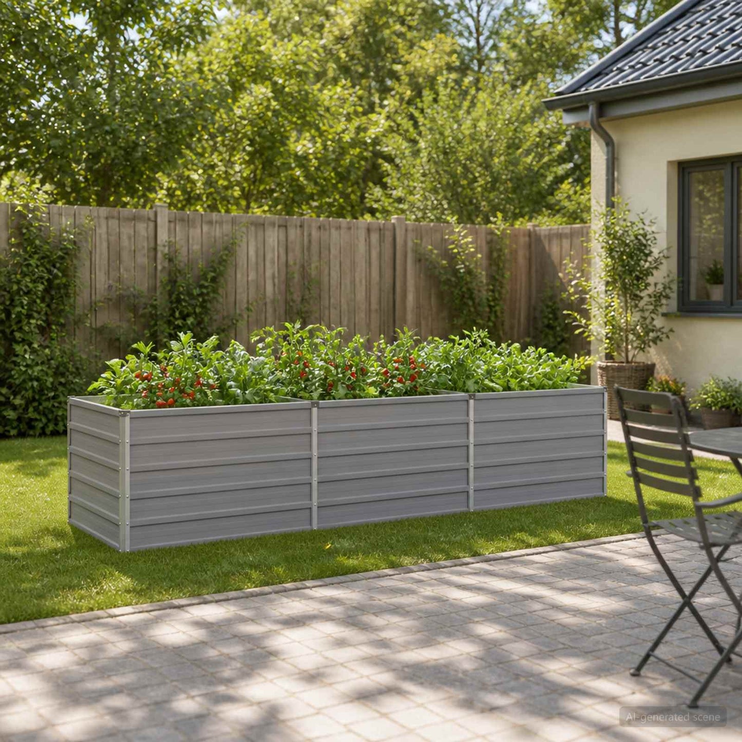 Pakelta sodo lova Pilka 240 x 80 x 55 cm