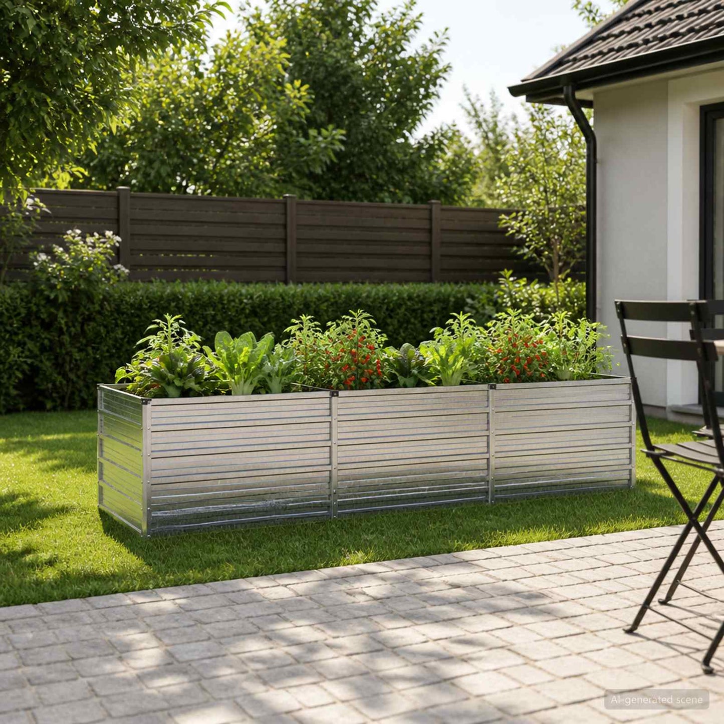 Pakelta sodo lova Sidabrinė 240 x 80 x 55 cm cinkuotas