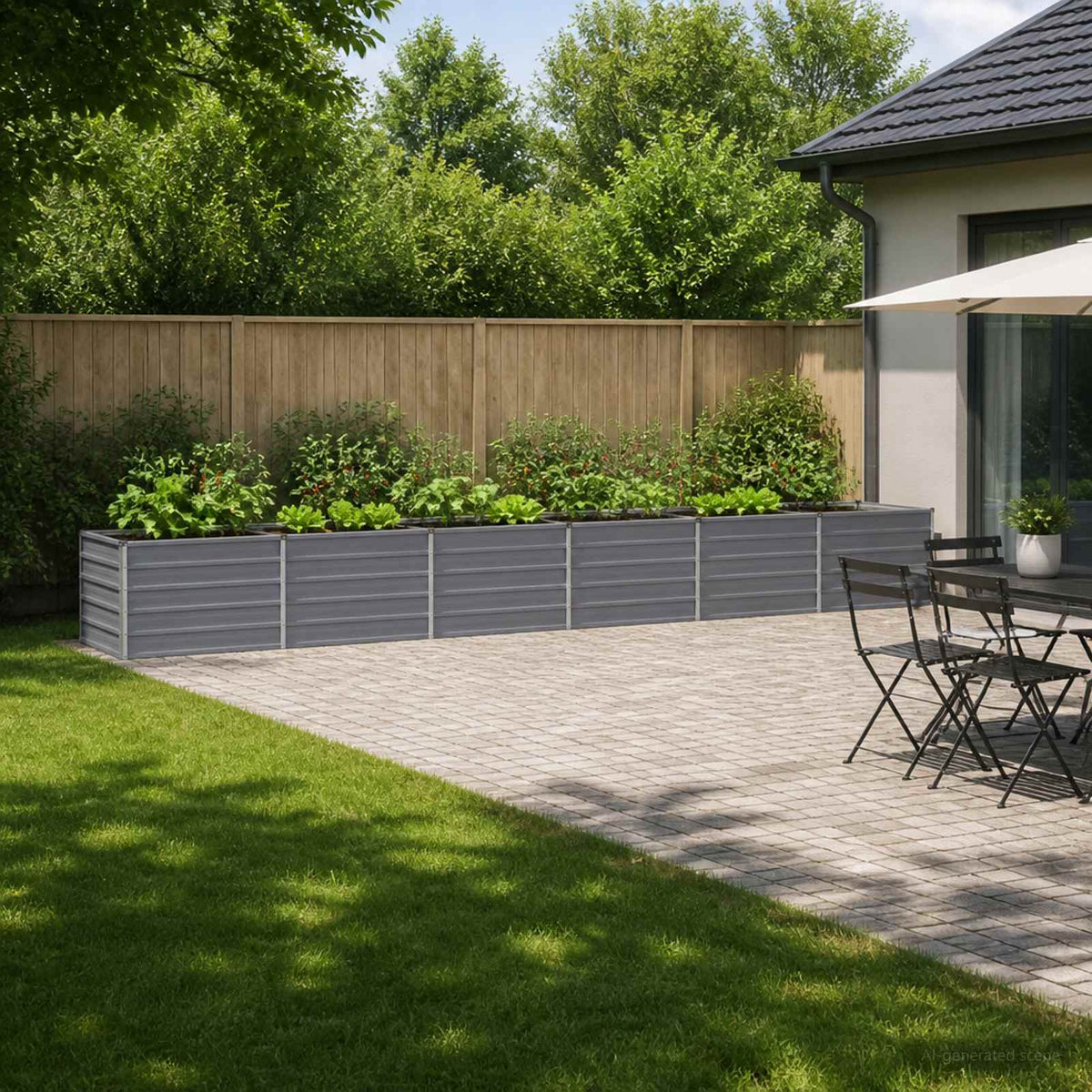 Pakelta sodo lova Pilka 480 x 80 x 55 cm