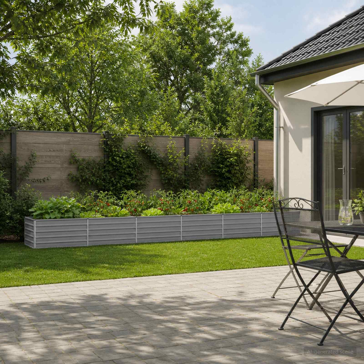 Pakelta sodo lova Pilka 600 x 80 x 55 cm