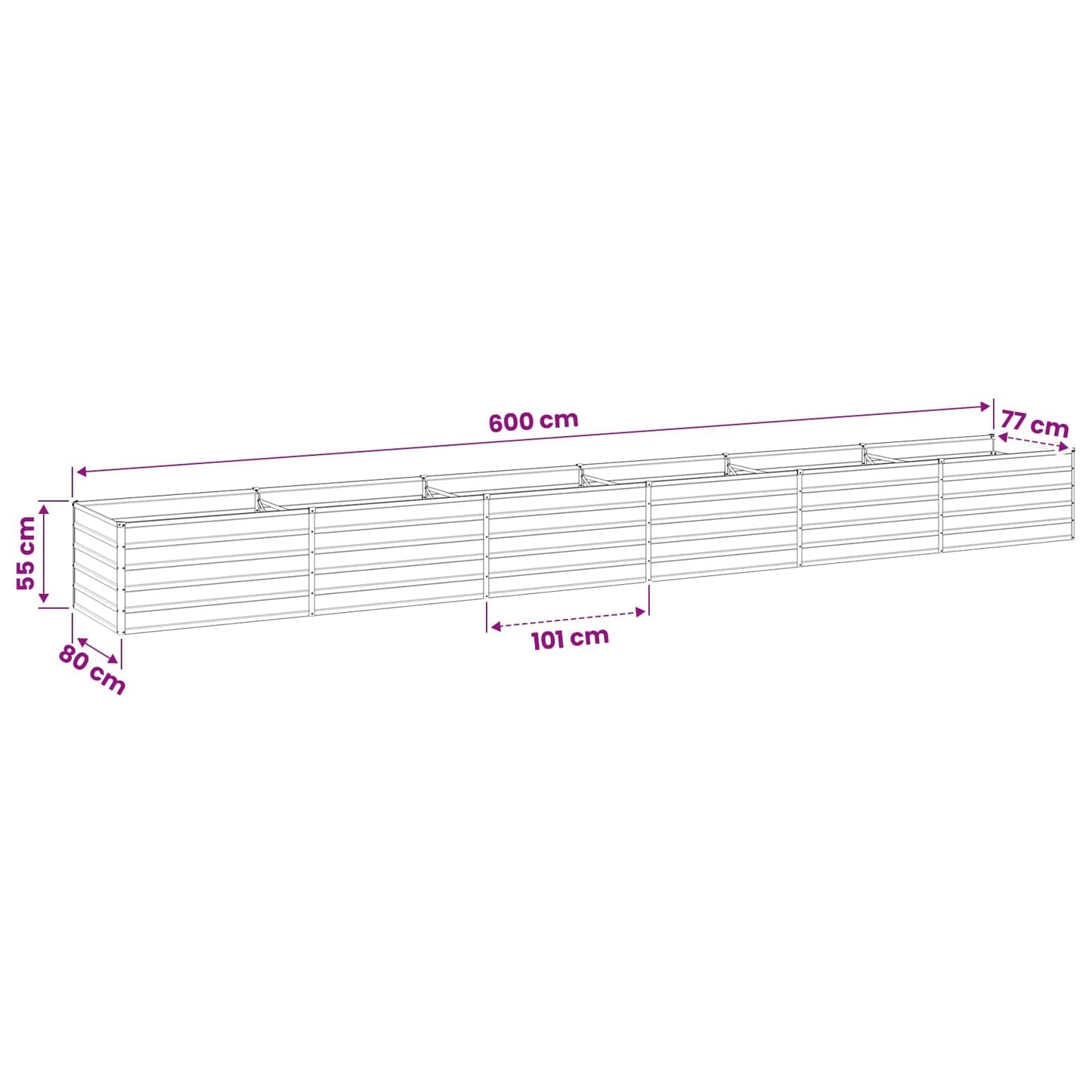 Pakelta sodo lova Ivory 600 x 80 x 55 cm