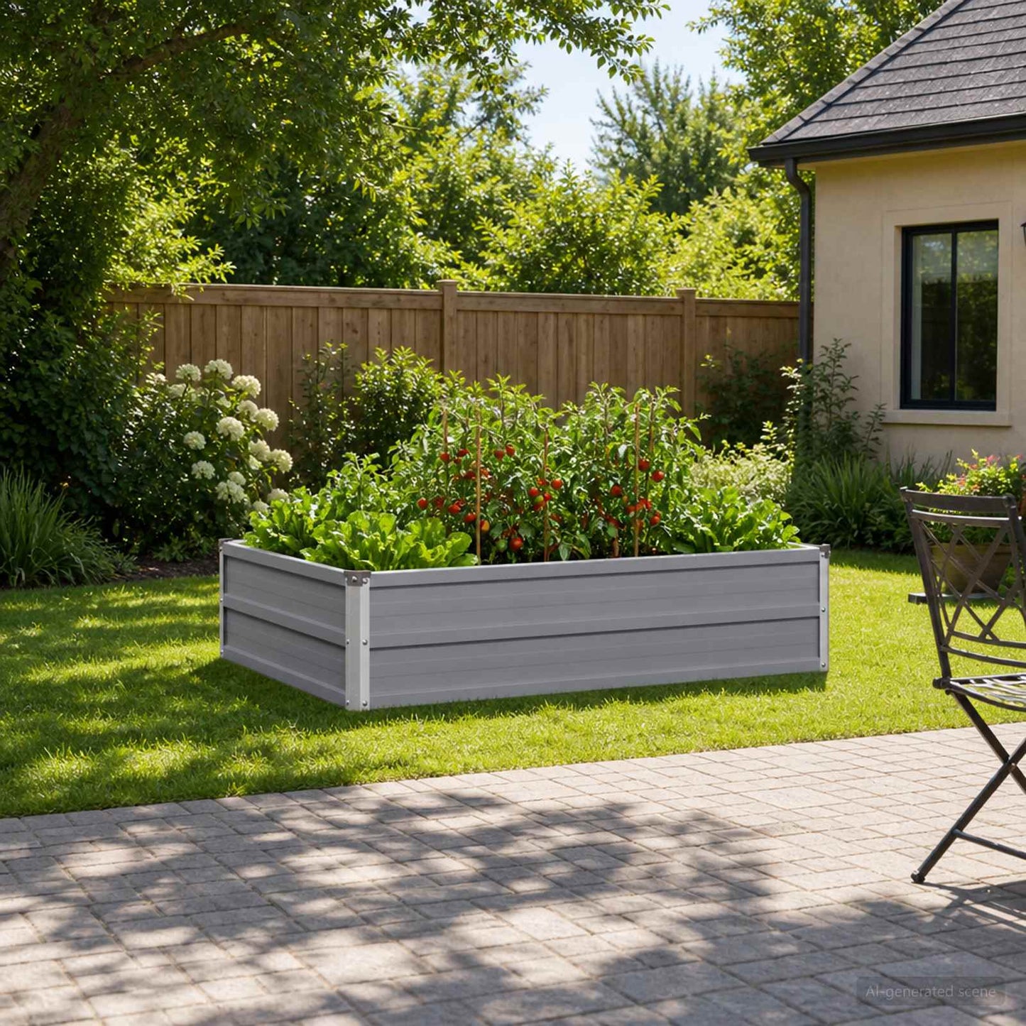 Pakelta sodo lova Pilka 100 x 80 x 24 cm