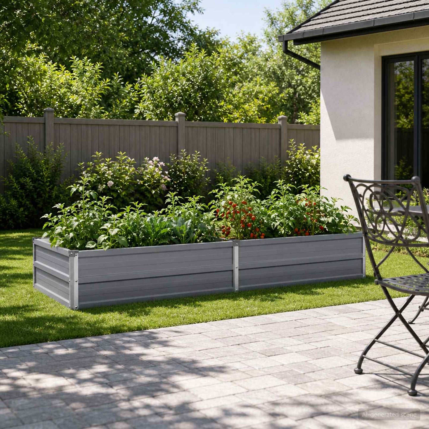 Pakelta sodo lova Pilka 160 x 80 x 24 cm