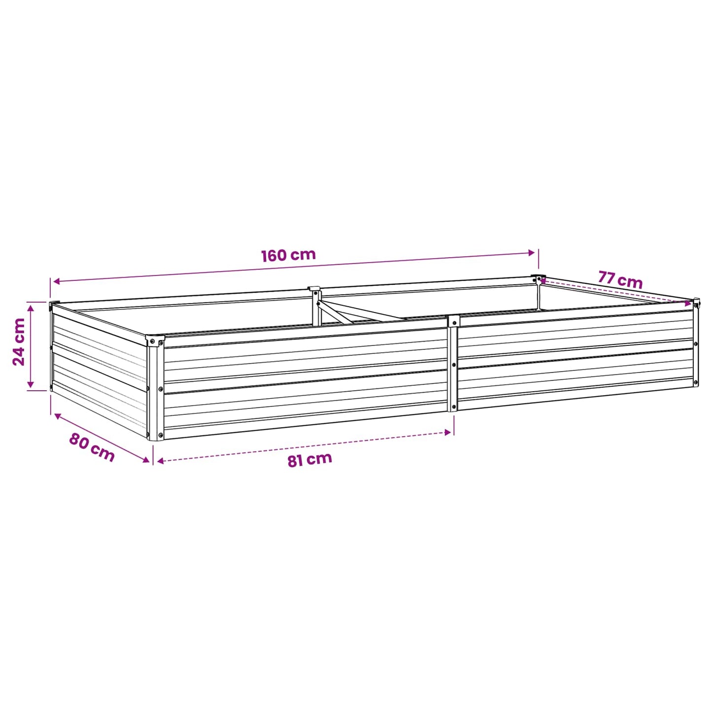 Pakelta sodo lova Ivory 160 x 80 x 24 cm