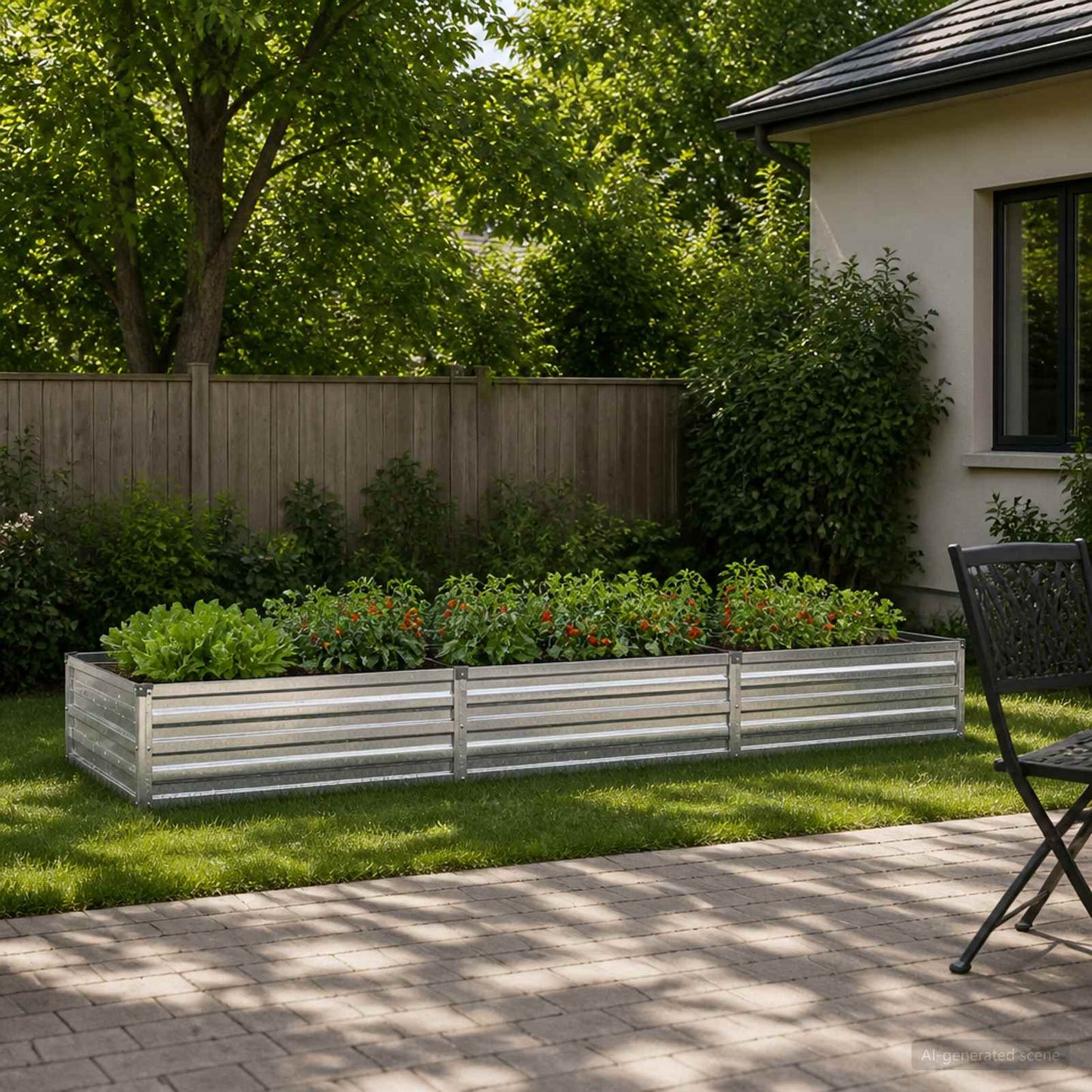 Pakelta sodo lova Sidabrinė 240 x 80 x 24 cm cinkuotas