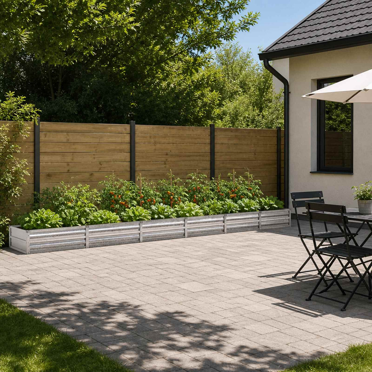 Pakelta sodo lova Sidabrinė 480 x 80 x 24 cm cinkuotas