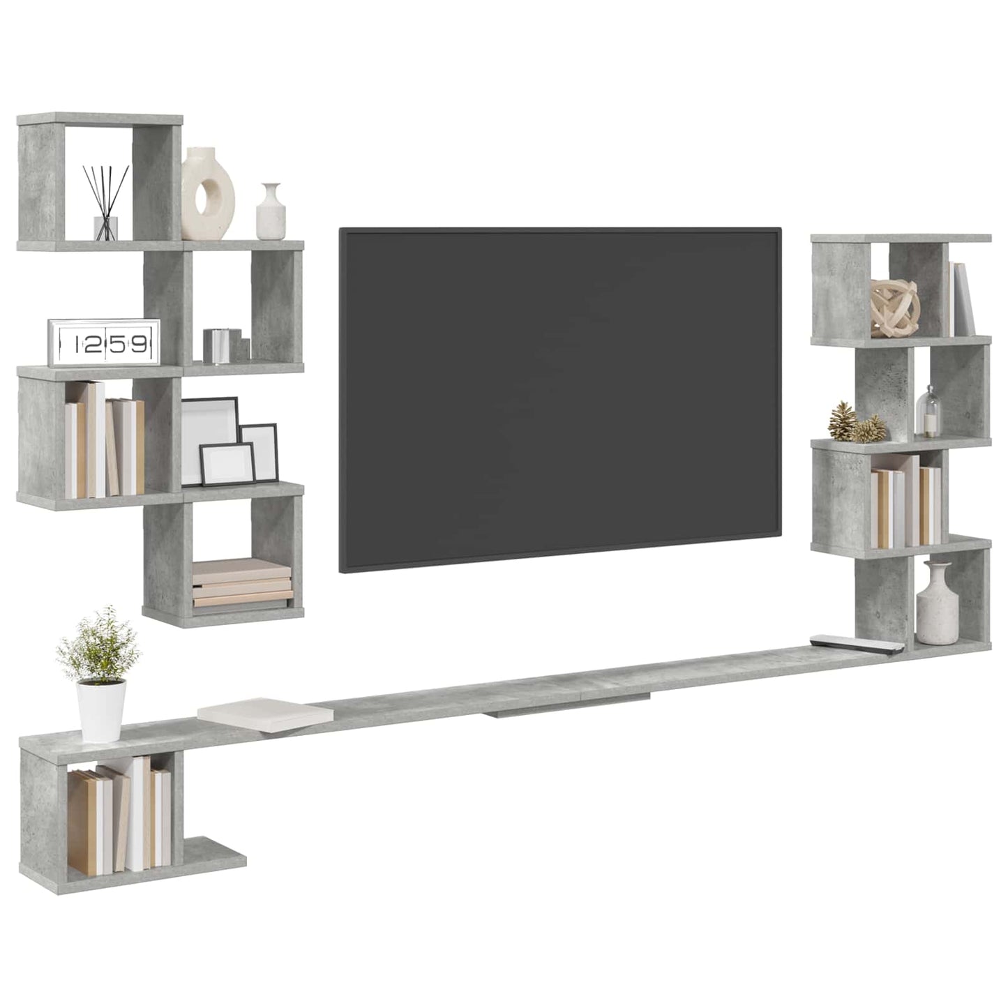 Sieninis televizoriaus stovas Betono pilka 180 x 15 x 94 cm