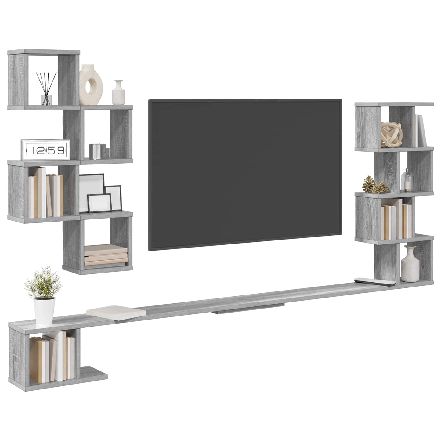 Sieninis televizoriaus stovas Pilka Sonoma 160 x 15 x 94 cm