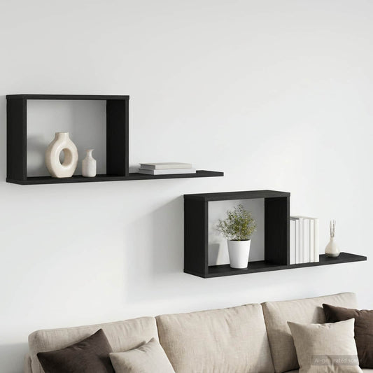 Plaukiojančios lentynos 2 pcs Juodojo ąžuolo 80 x 15 x 30 cm