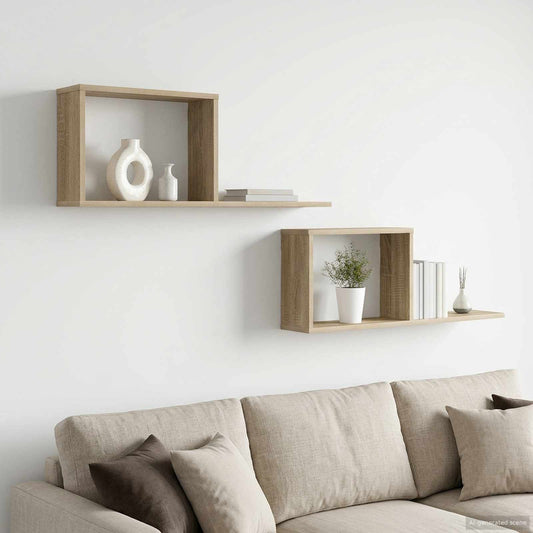 Plaukiojančios lentynos 2 pcs Sonoma ąžuolas 80 x 15 x 30 cm