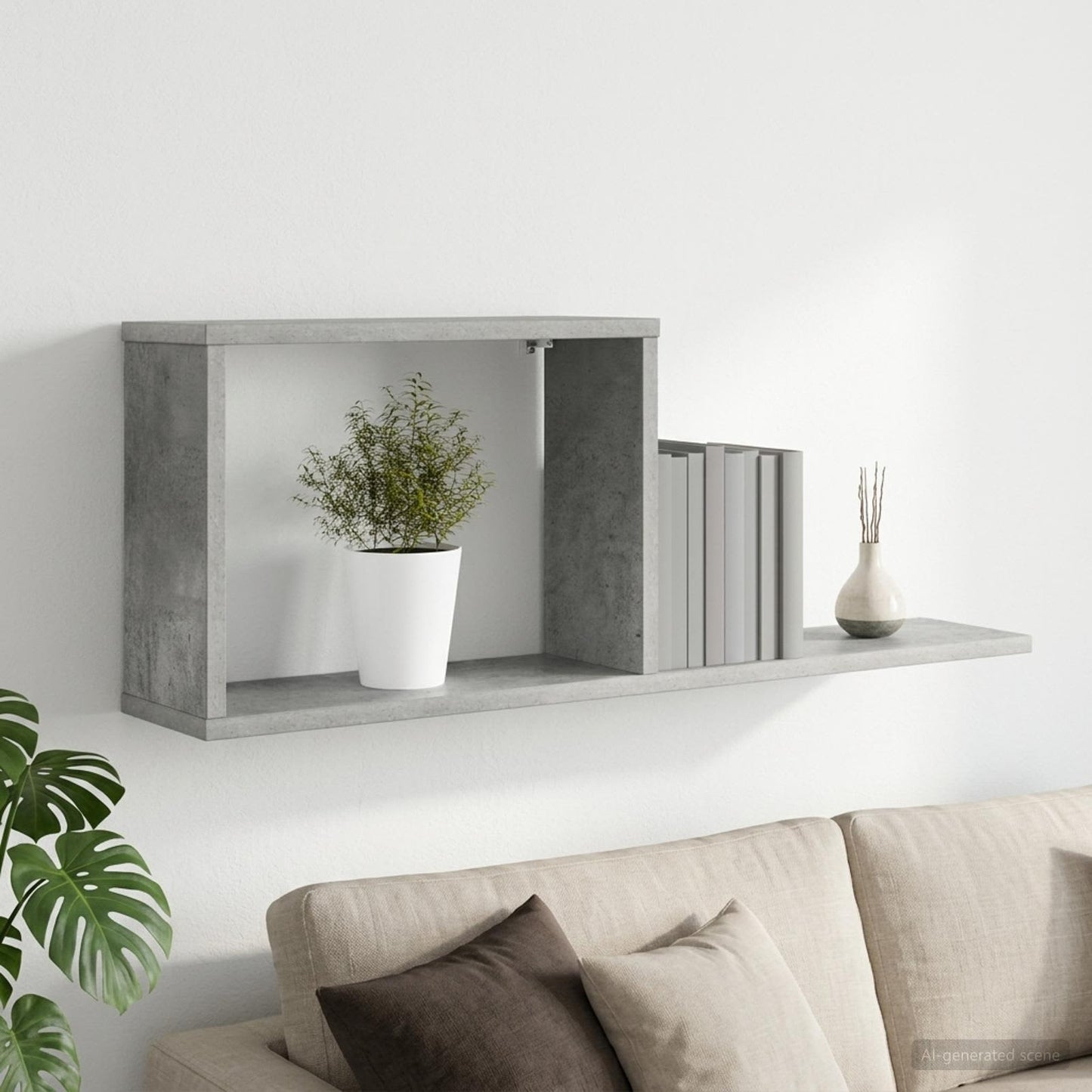 Plaukiojančios lentynos Betono pilka 80 x 15 x 30 cm