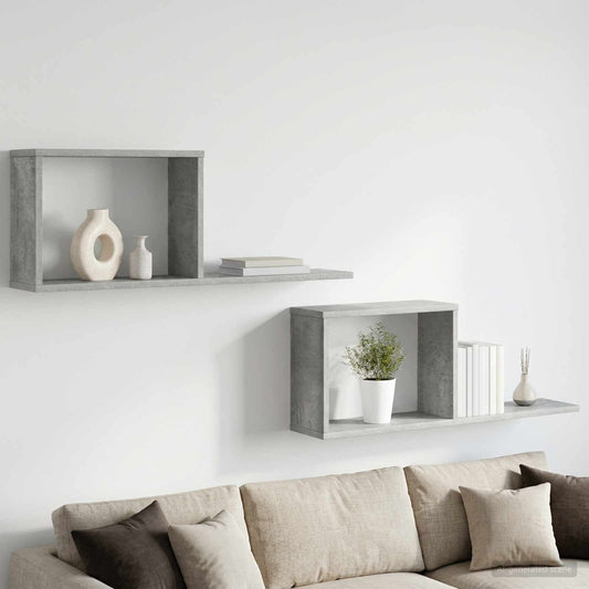 Plaukiojančios lentynos 2 pcs Betono pilka 80 x 15 x 30 cm