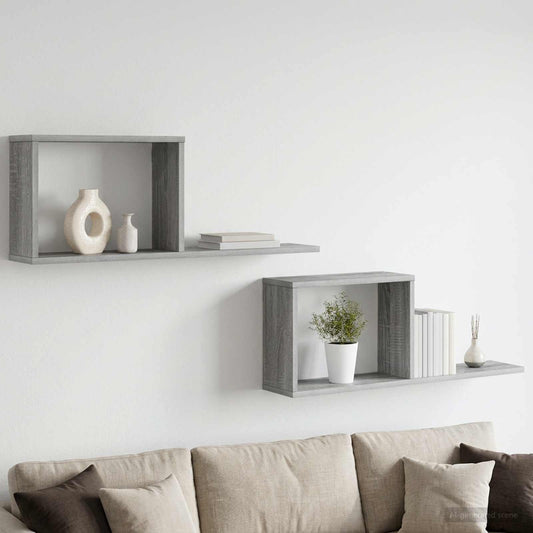 Plaukiojančios lentynos 2 pcs Pilka Sonoma 80 x 15 x 30 cm