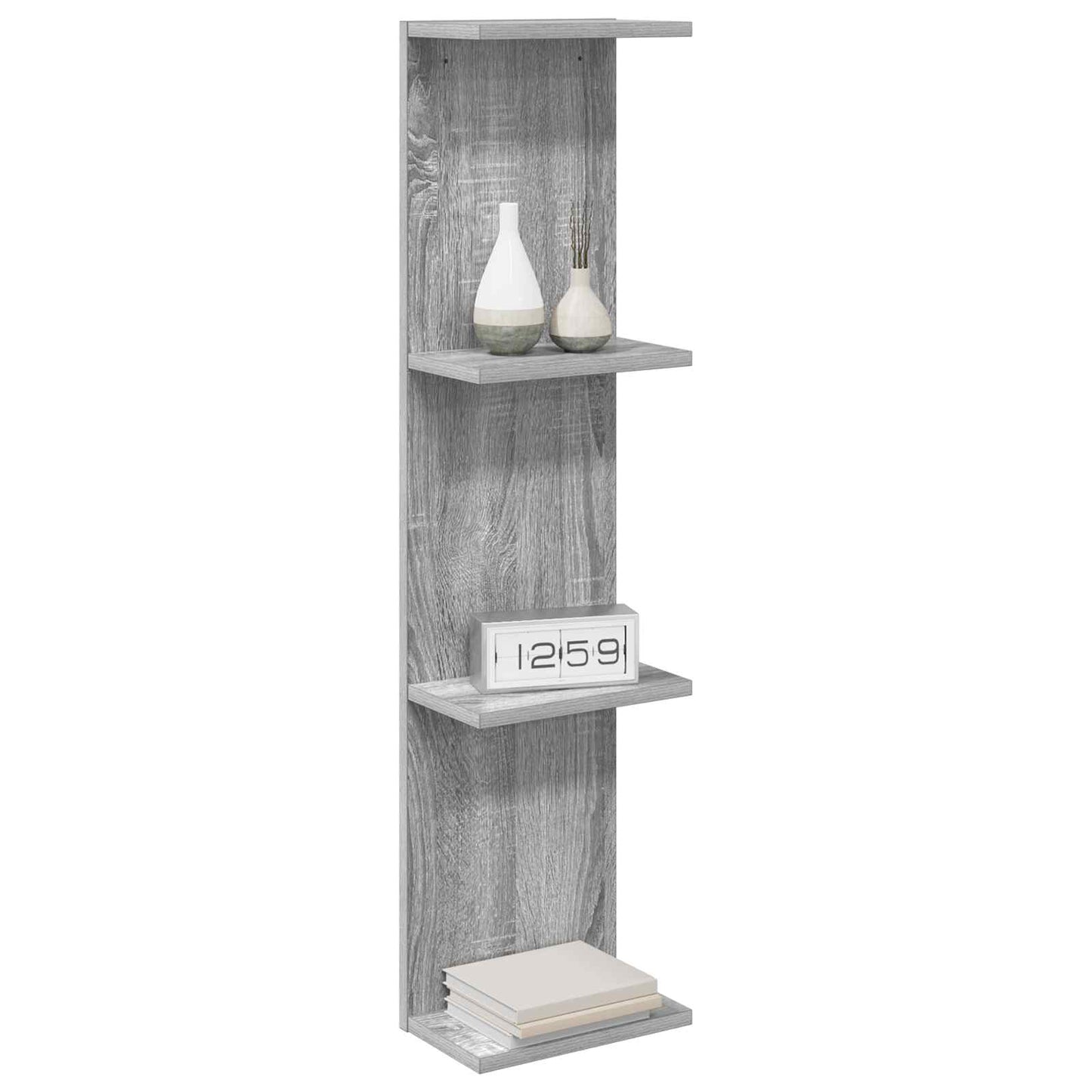 Sieninė lentyna 2 pcs Pilka Sonoma 25 x 15 x 100 cm