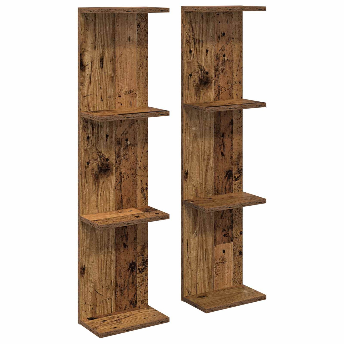 Sieninė lentyna 2 pcs Sendintos medienos 25 x 15 x 100 cm
