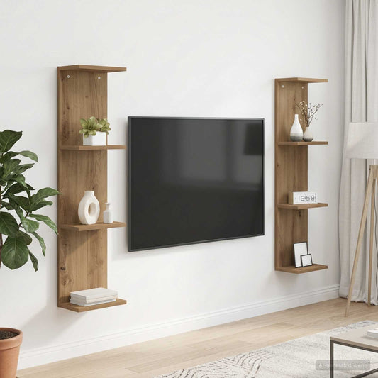 Sieninė lentyna 2 pcs Artisano ąžuolo 25 x 15 x 100 cm