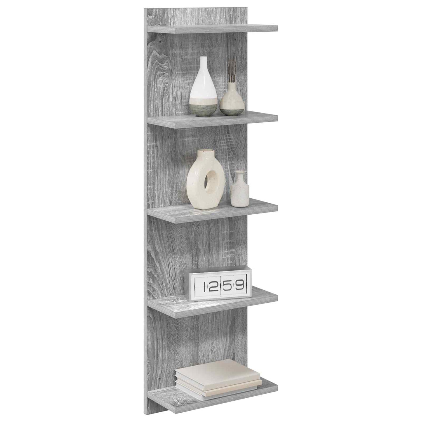 Sieninė lentyna 2 pcs Pilka Sonoma 30 x 15 x 100 cm