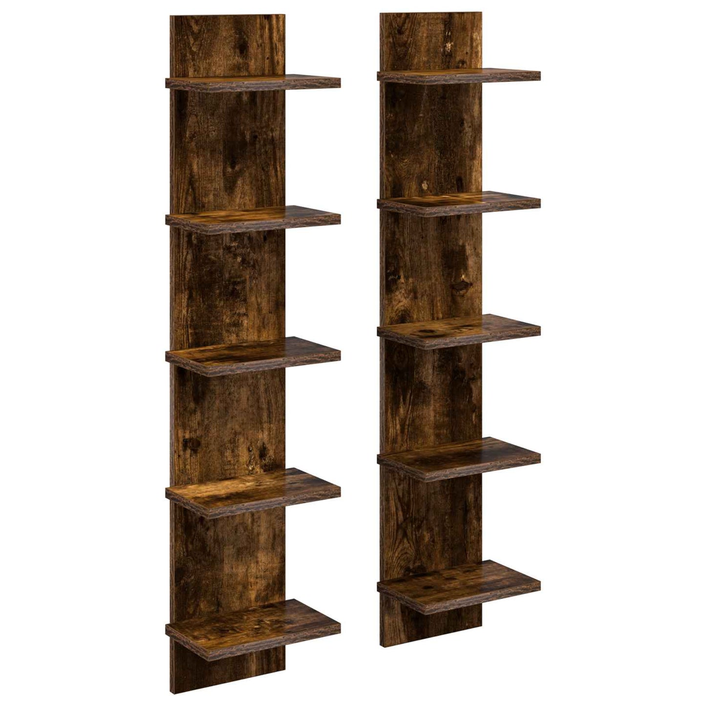 Sieninė lentyna 2 pcs Dūminio ąžuolo 22 x 15 x 100 cm