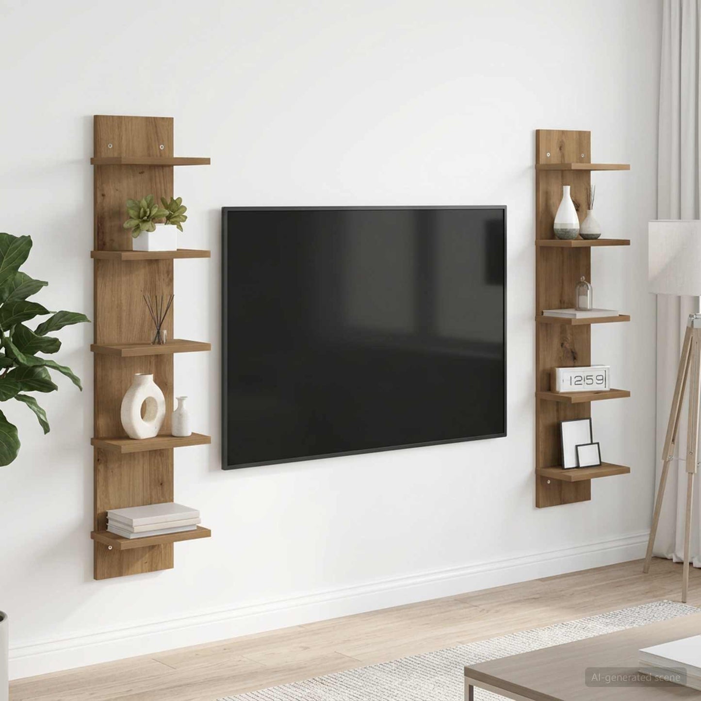Sieninė lentyna 2 pcs Artisano ąžuolo 22 x 15 x 100 cm
