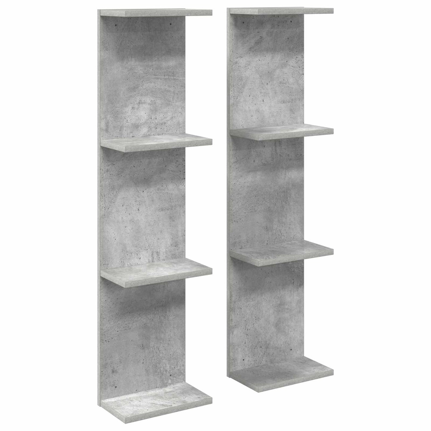 Sieninė lentyna 2 pcs Betono pilka 22 x 15 x 100 cm
