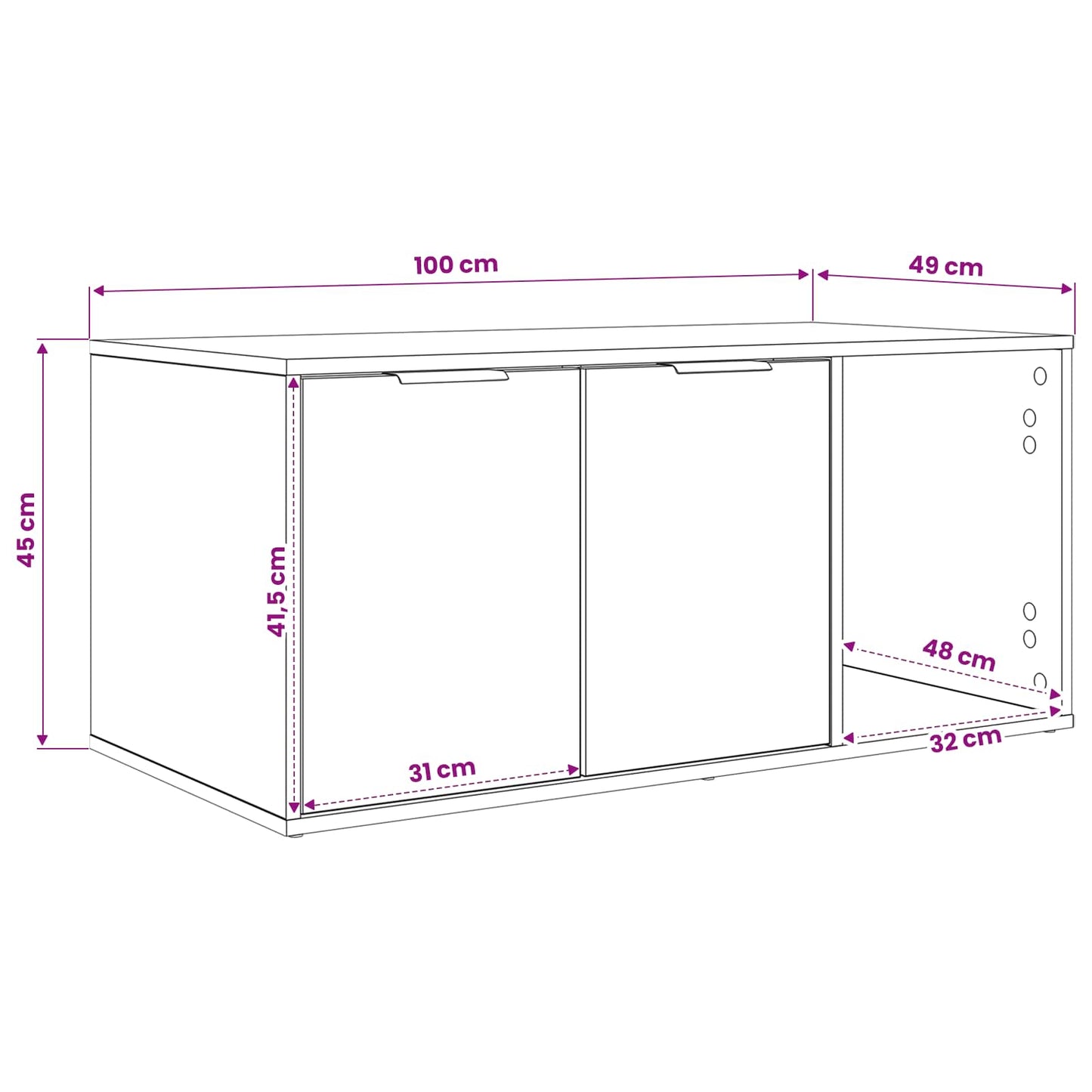 Katės narvo baldai Balta 100 x 49 x 45 cm Apdirbta mediena