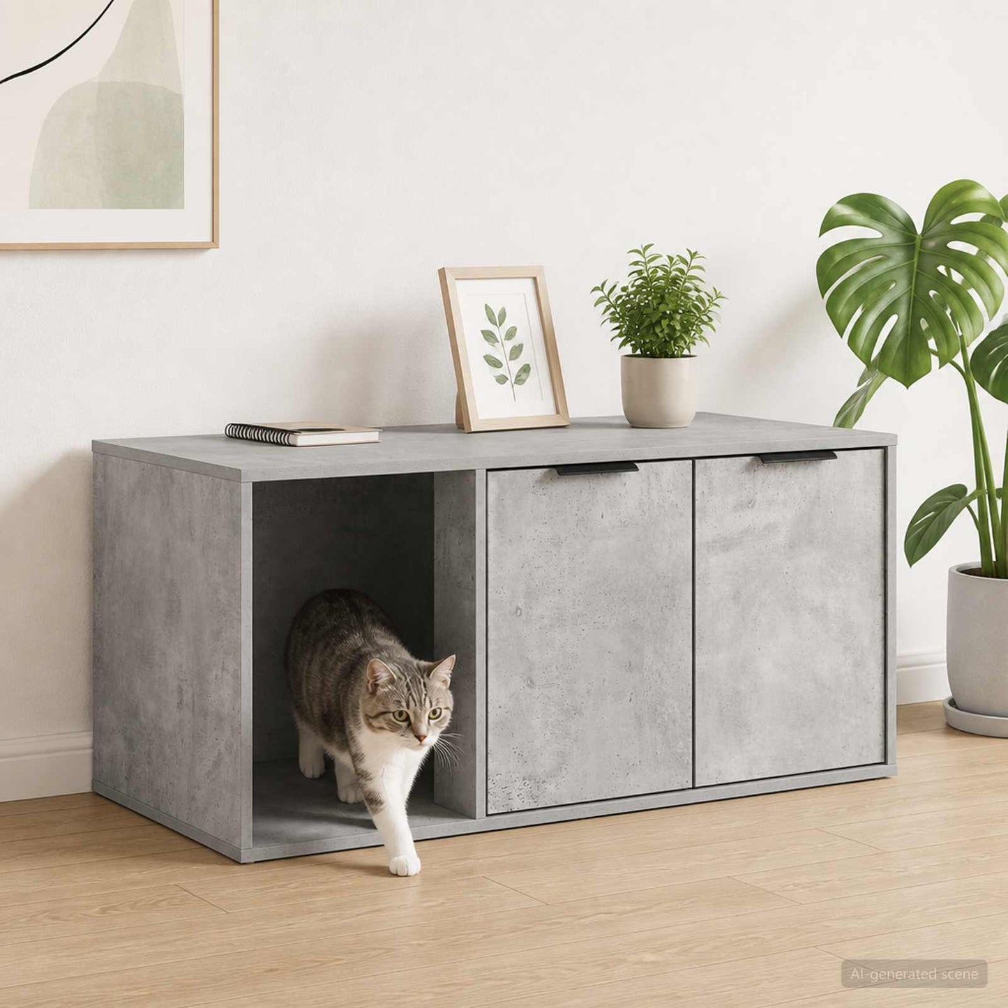 Katės narvo baldai Betono pilka 100 x 49 x 45 cm