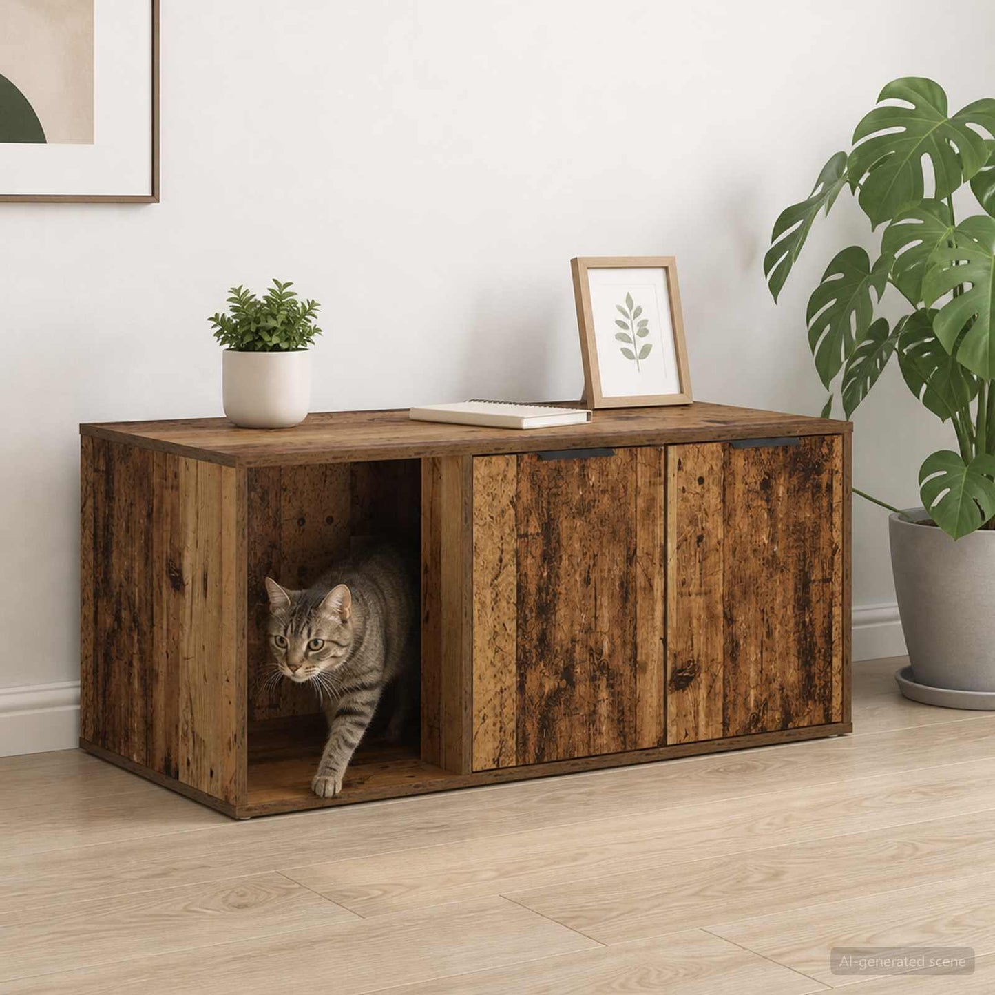 Katės narvo baldai Sendintos medienos 100 x 49 x 45 cm