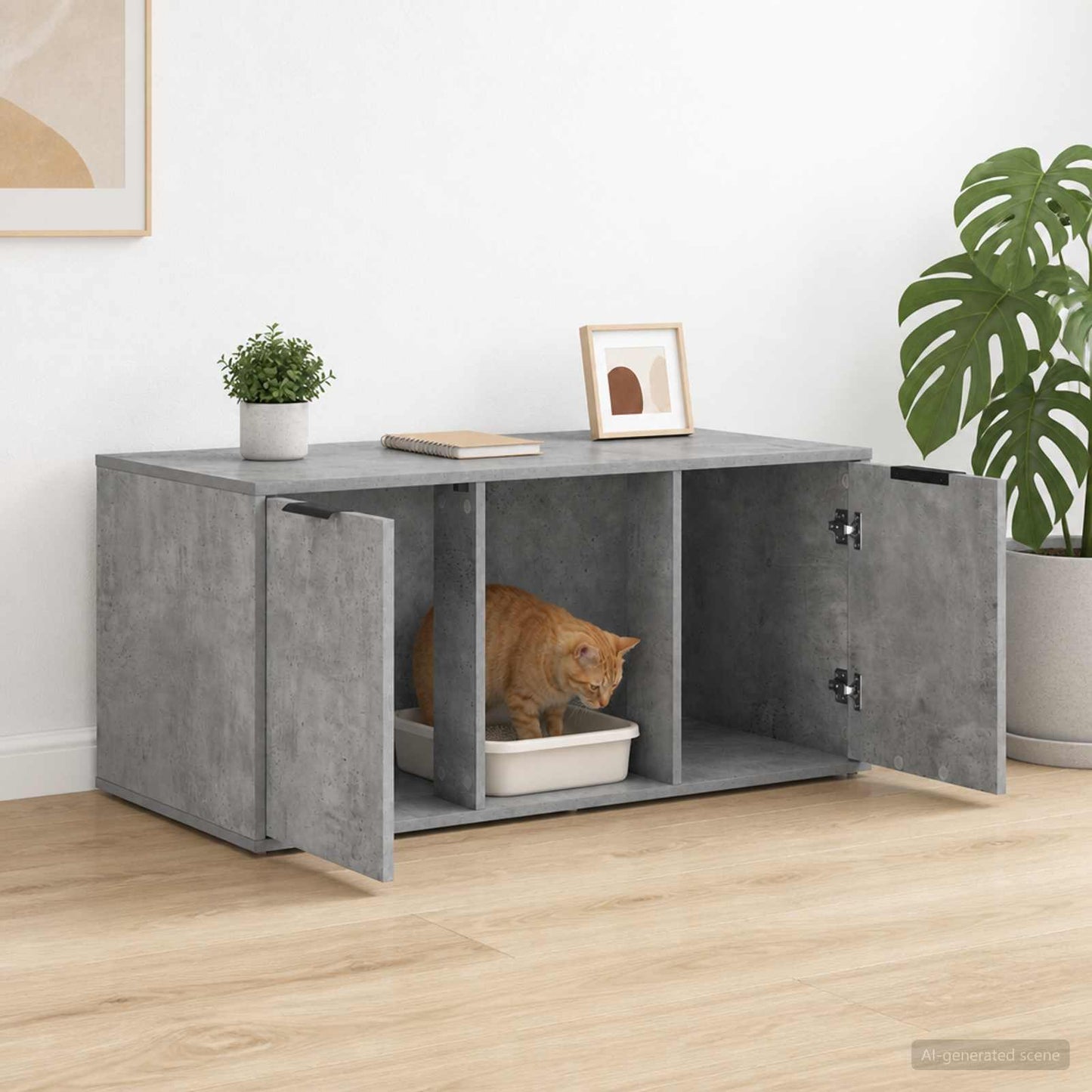 Katės narvo baldai Betono pilka 100 x 49 x 45 cm