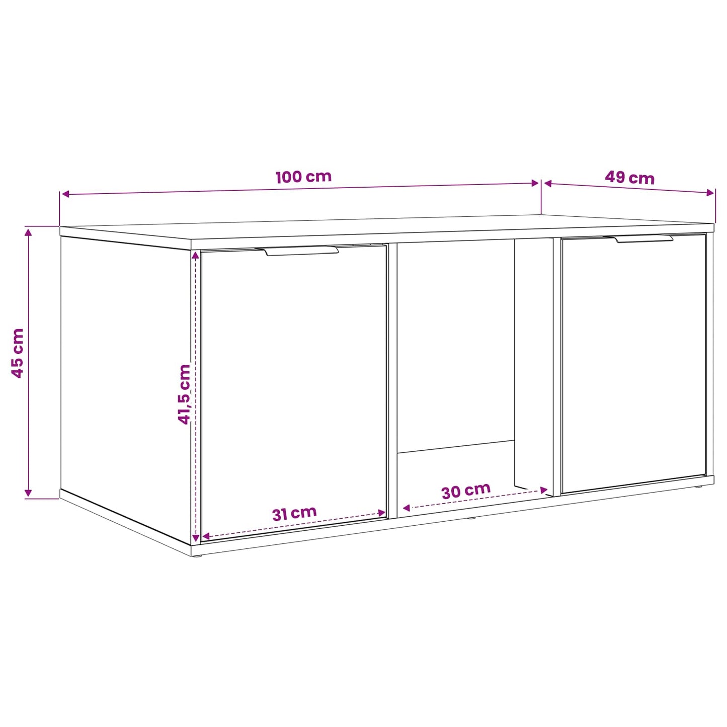 Katės narvo baldai Sendintos medienos 100 x 49 x 45 cm