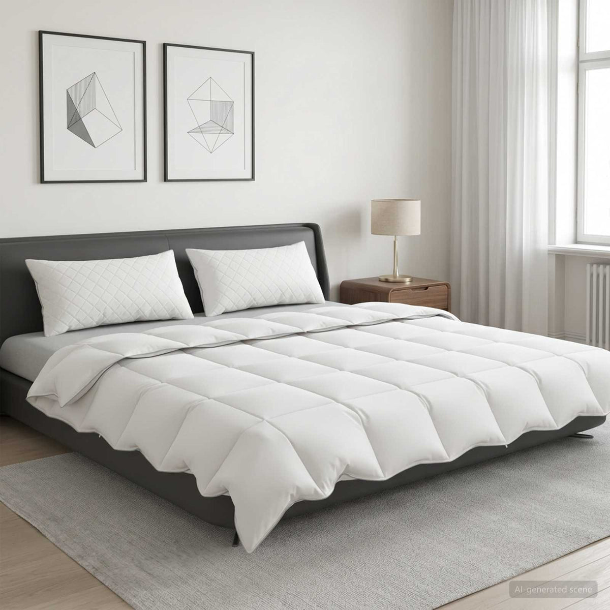 Antklodė FULDA 220 x 260 cm Vasara 100 GSM 90% žąsų pūkai Balta