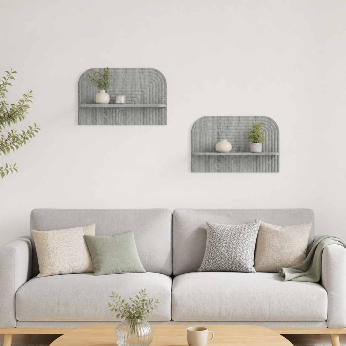 Sieninė lentyna 2 vnt. Pilka Sonoma 60 x 13.5 x 37.5 cm