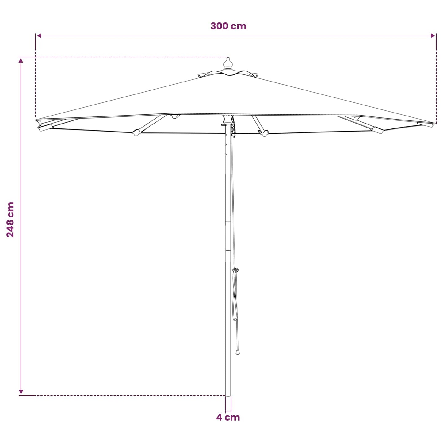 Sodo skėtis Ø 300 x 248 cm Kietas eukalipto medis Kreminė balta