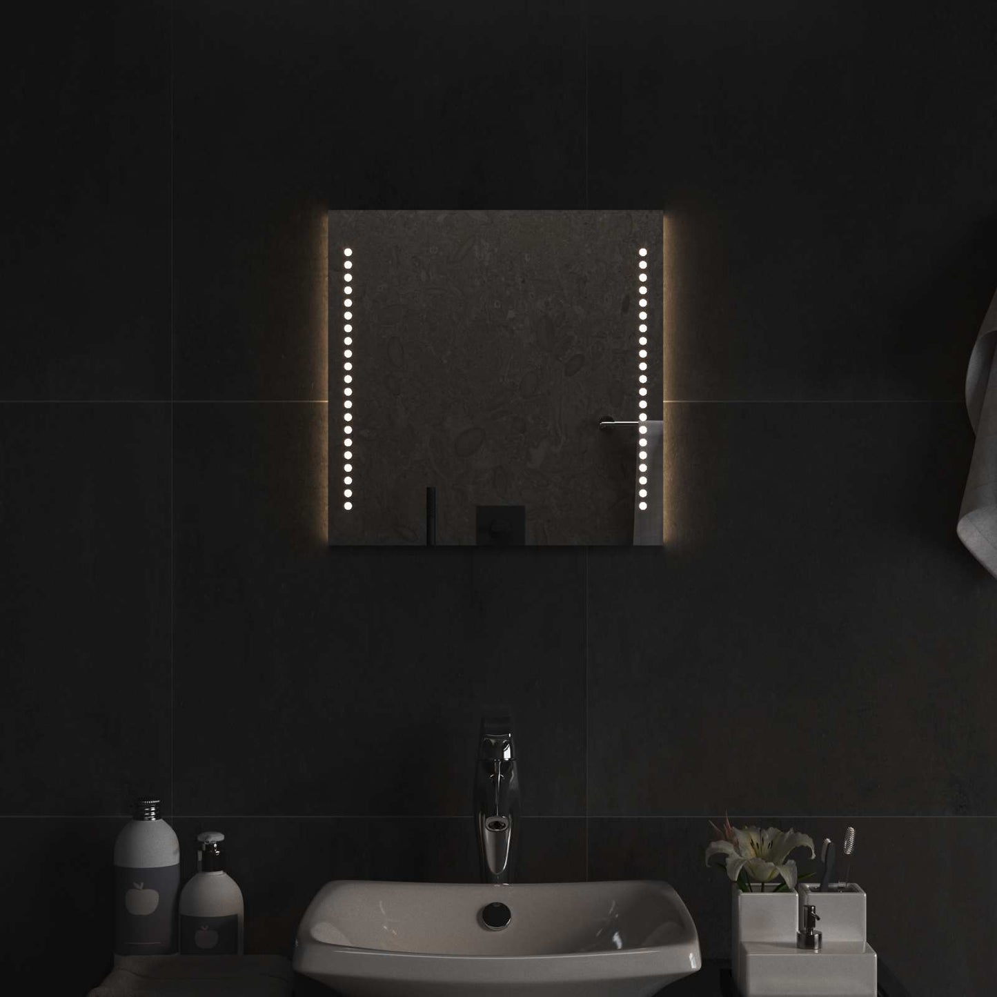 LED vonios veidrodis Skaidrus 40 x 40 cm grūdintas stiklas