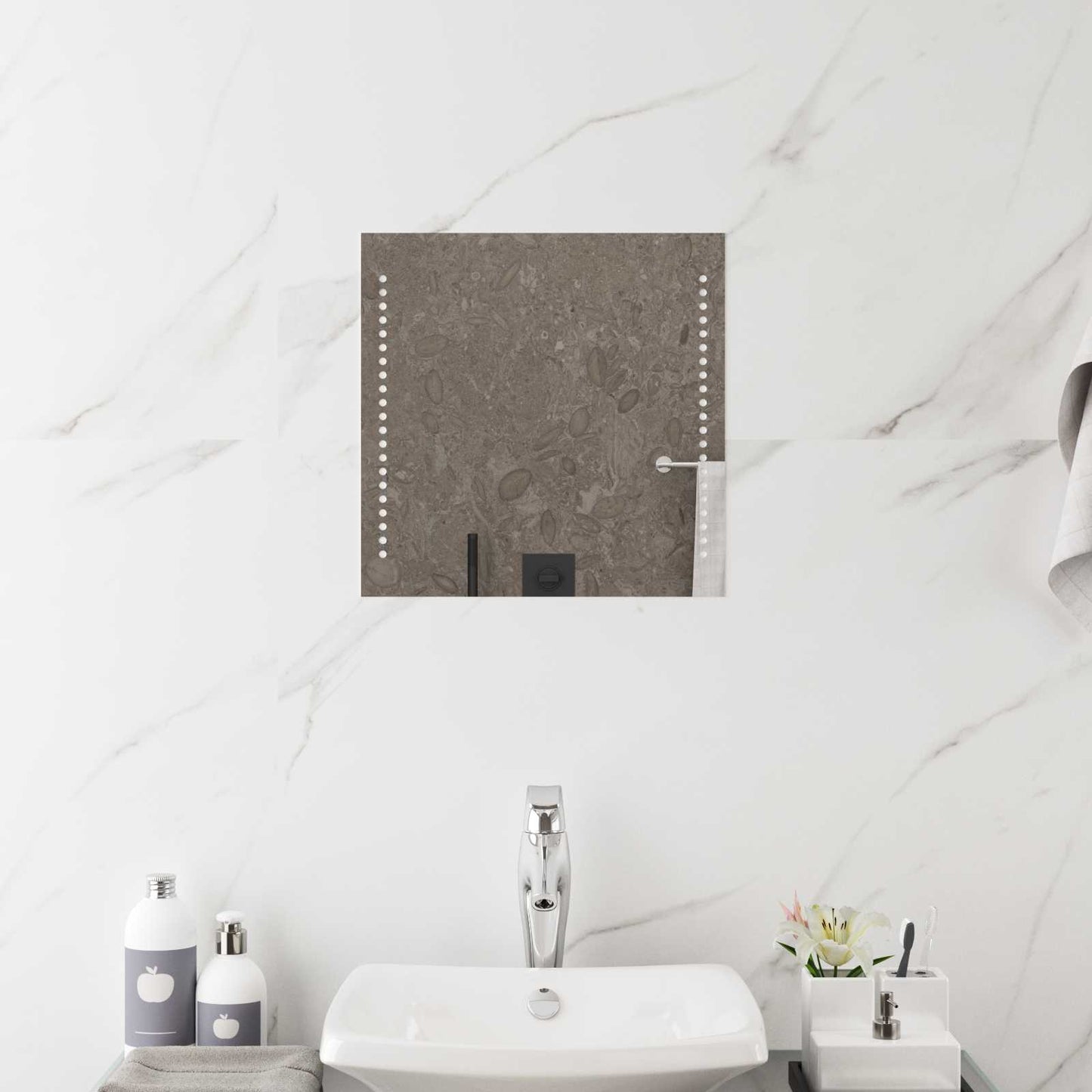 LED vonios veidrodis Skaidrus 40 x 40 cm grūdintas stiklas